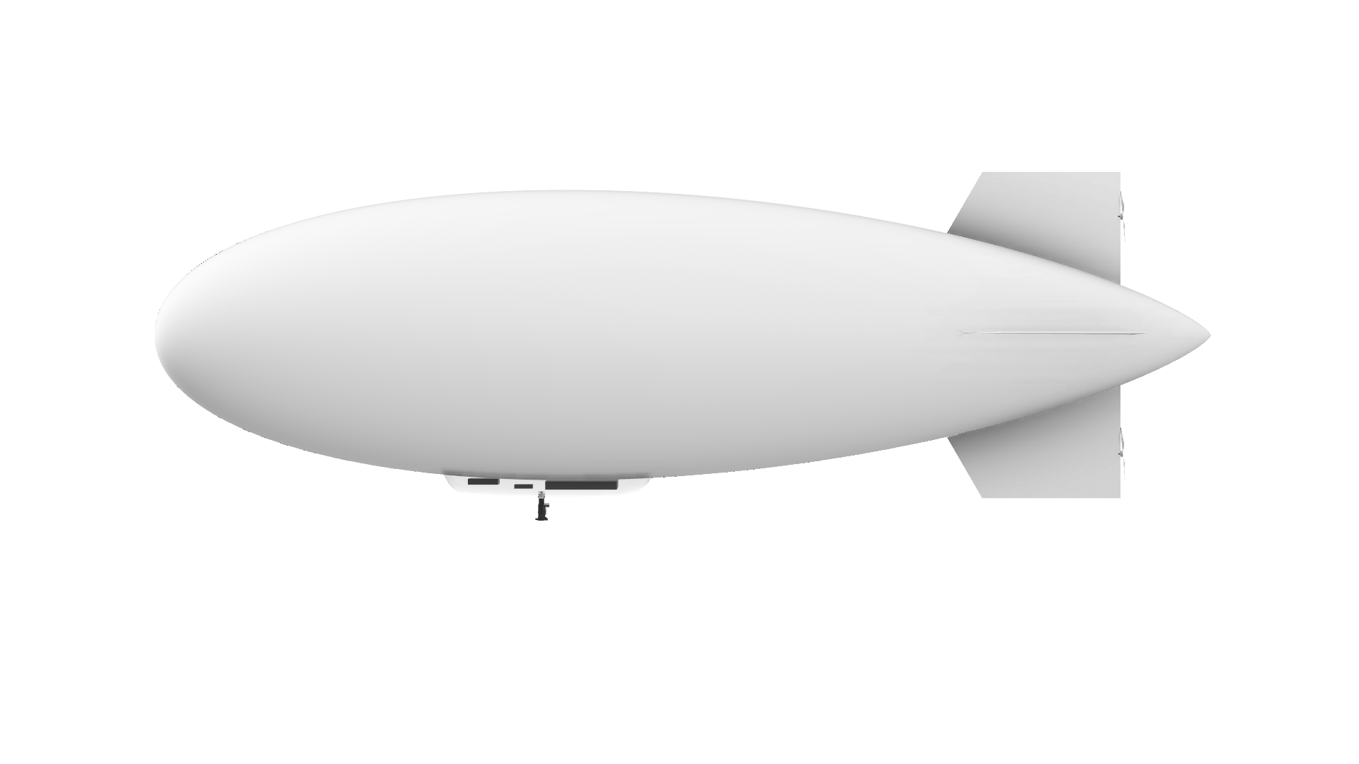 3D render of a white blimp showing the canvas for artwork